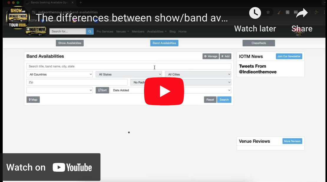 Show Avail vs Band Avail vs Classified